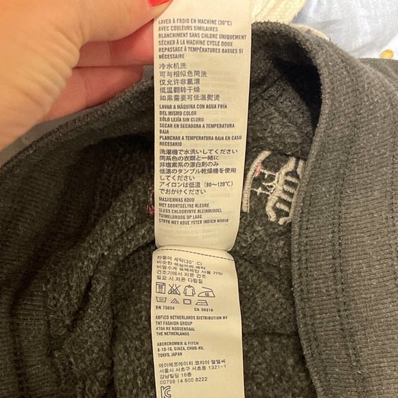 Abercrombie Kids Grey Sweatpants Size Large Pink Textured Logo on front Preowned - Picture 6 of 9